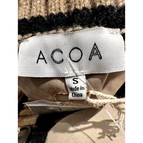 ACOA – Quilted Bomber Jacket – Tan/Black Mixed Media – Size Small - Picture 2 of 4